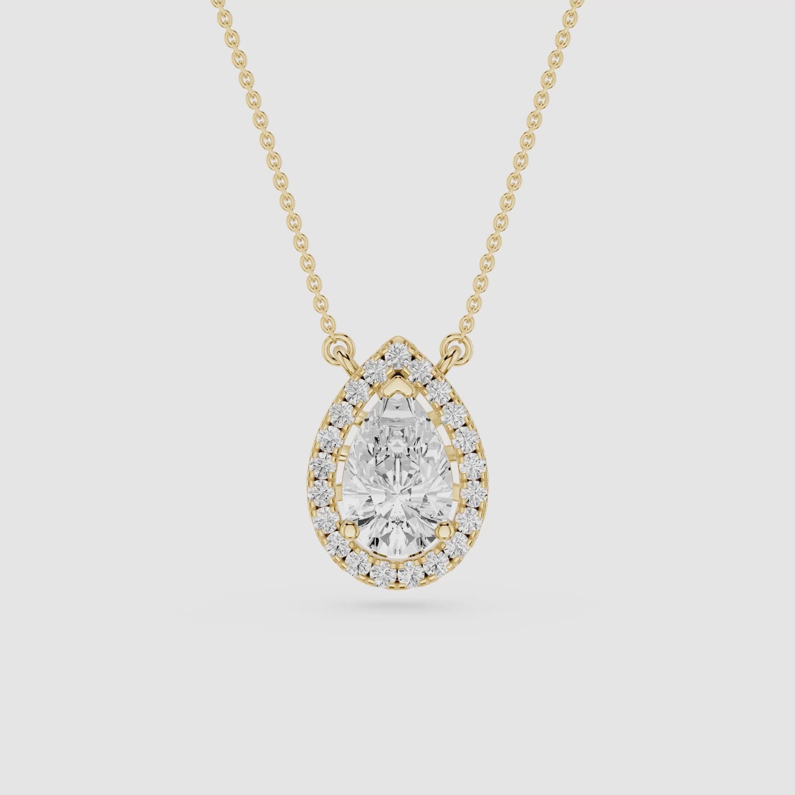 Pear Shaped Lab Grown Diamond Halo Setting Vintage Pendant