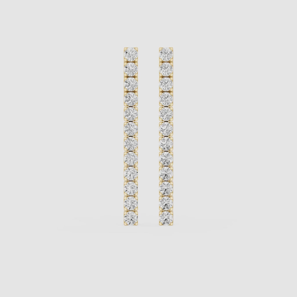 Round Cut Lab Grown Diamond Bar Drop Earrings