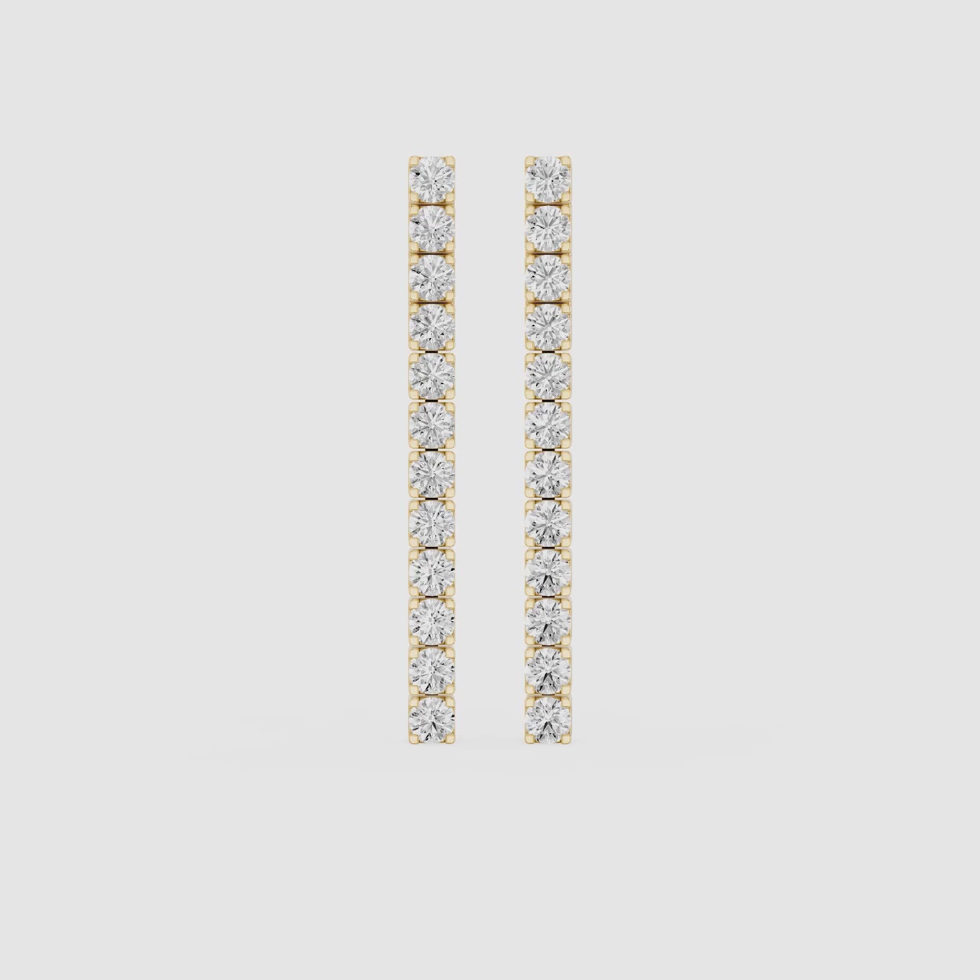 Round Cut Lab Grown Diamond Bar Drop Earrings