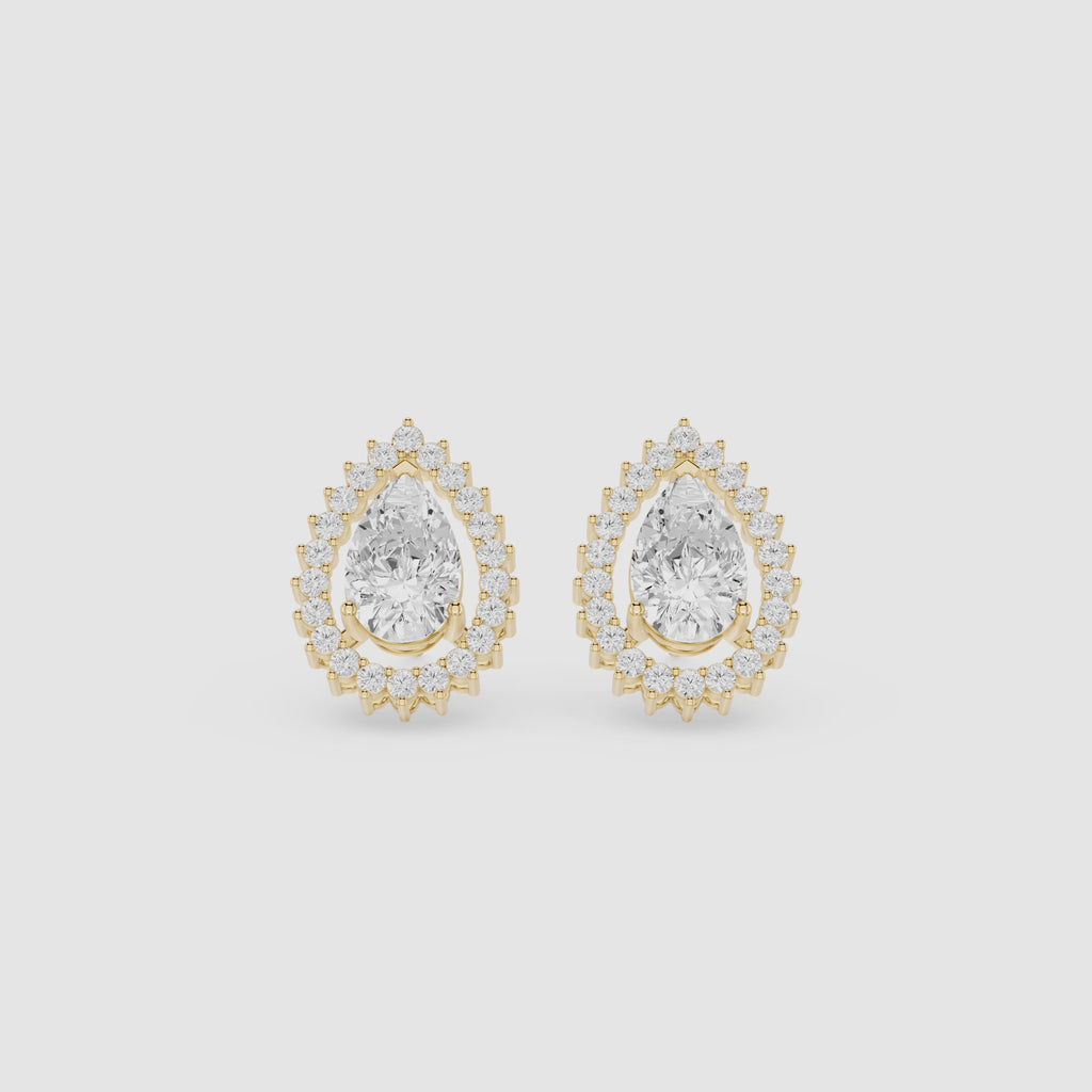 Pear Lab Diamond Halo Stud Earrings