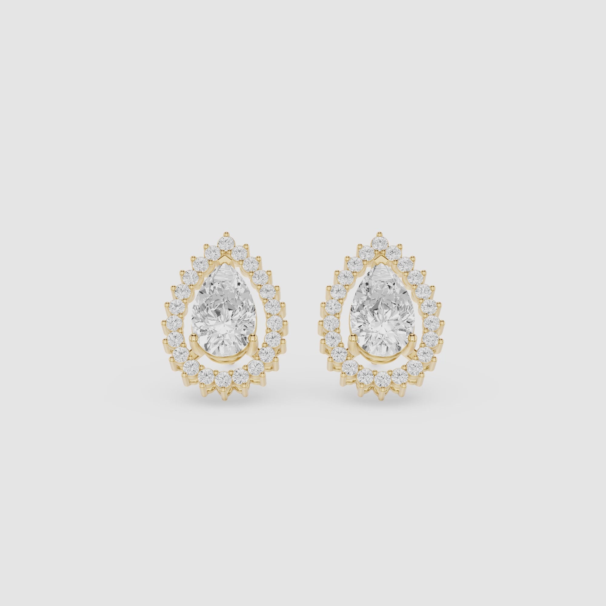 Pear Lab Diamond Halo Stud Earrings