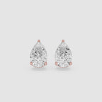Pear Cut Lab Diamond Three Prong Stud Earrings