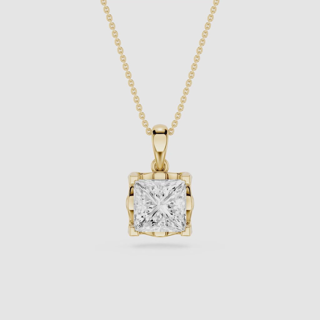 Princess Cut Lab Grown Diamond Solitaire Pendant
