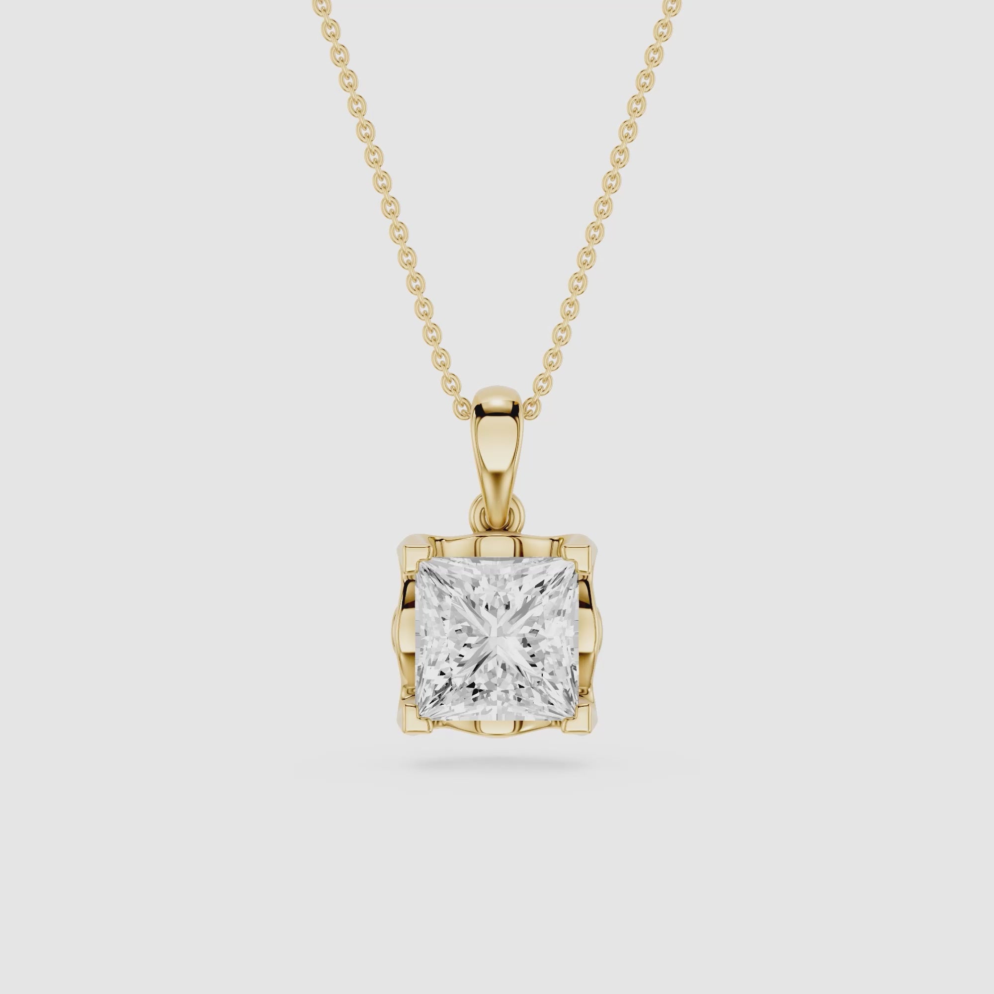 Princess Cut Lab Grown Diamond Solitaire Pendant