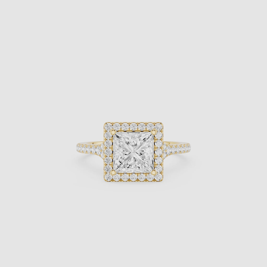 Princess Cut Lab Grown Diamond Halo Engagement Ring