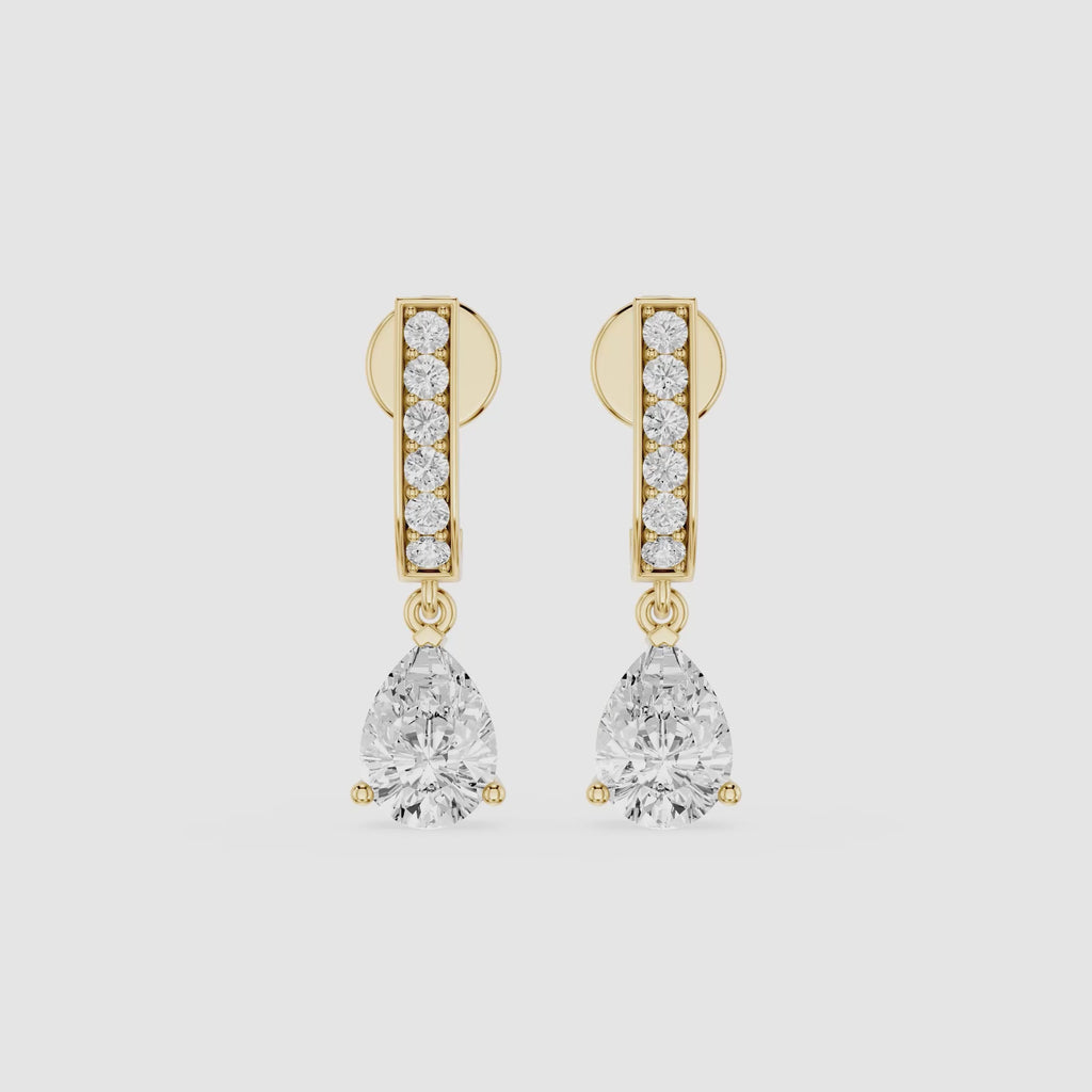 Pear Shape Lab Grown Diamond Drop Earrings for Women