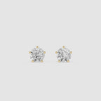 Round Cut Lab Diamond Five Prong Stud Earrings