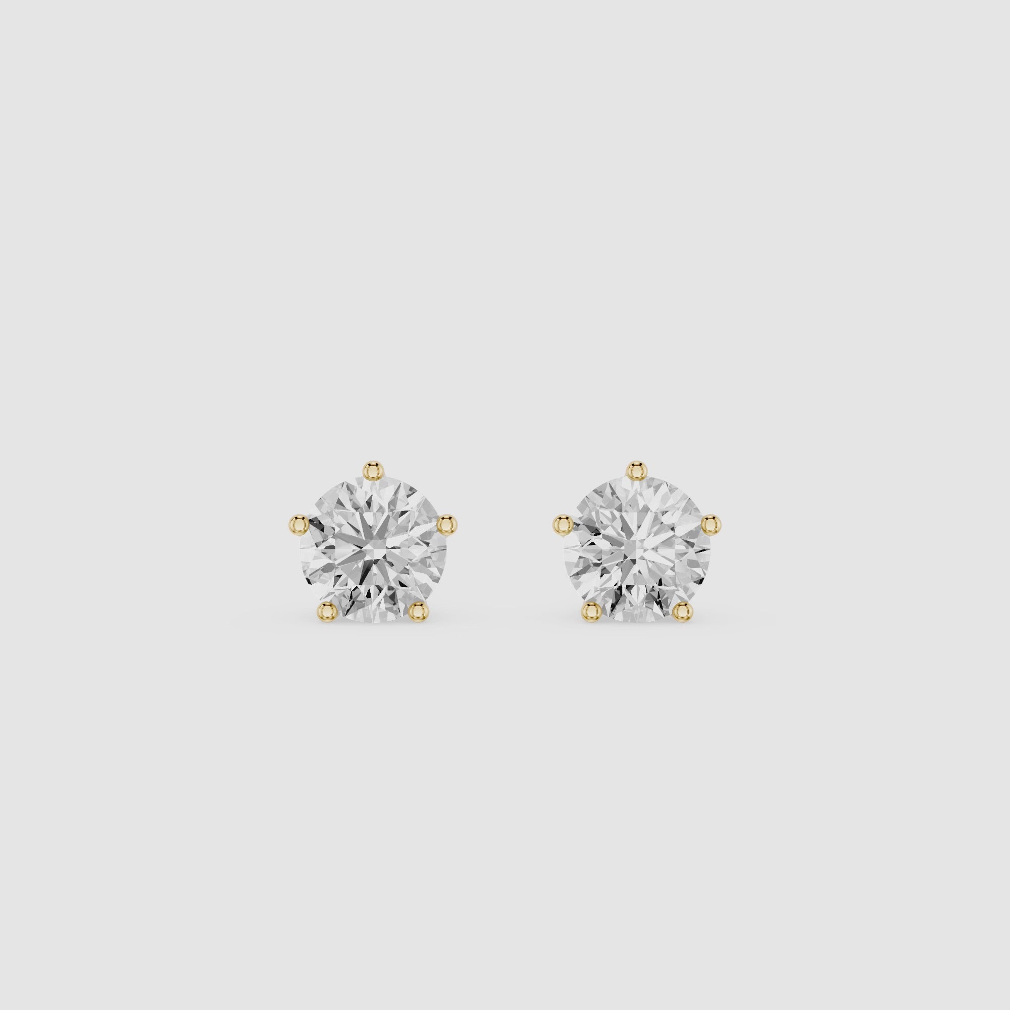 Round Cut Lab Diamond Five Prong Stud Earrings