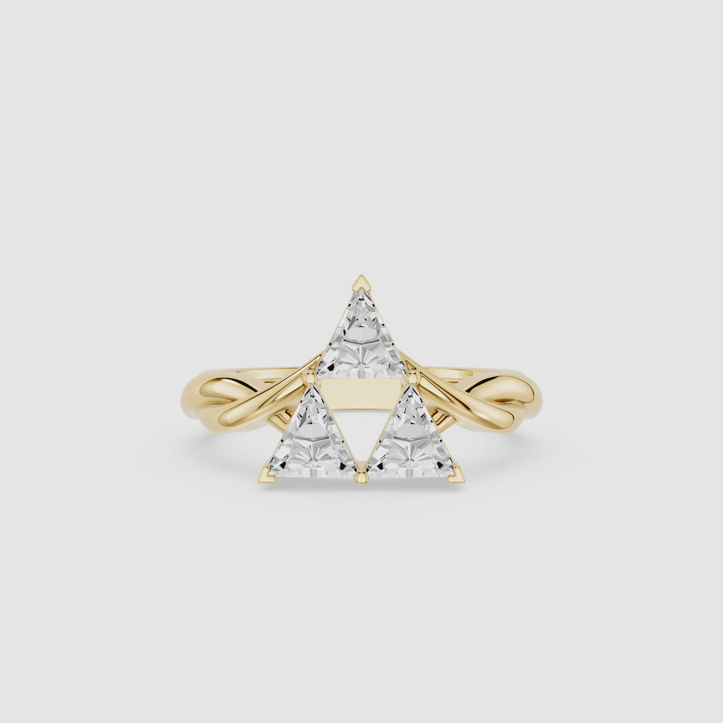 Trillion Cut Diamond Geometric Statement Ring