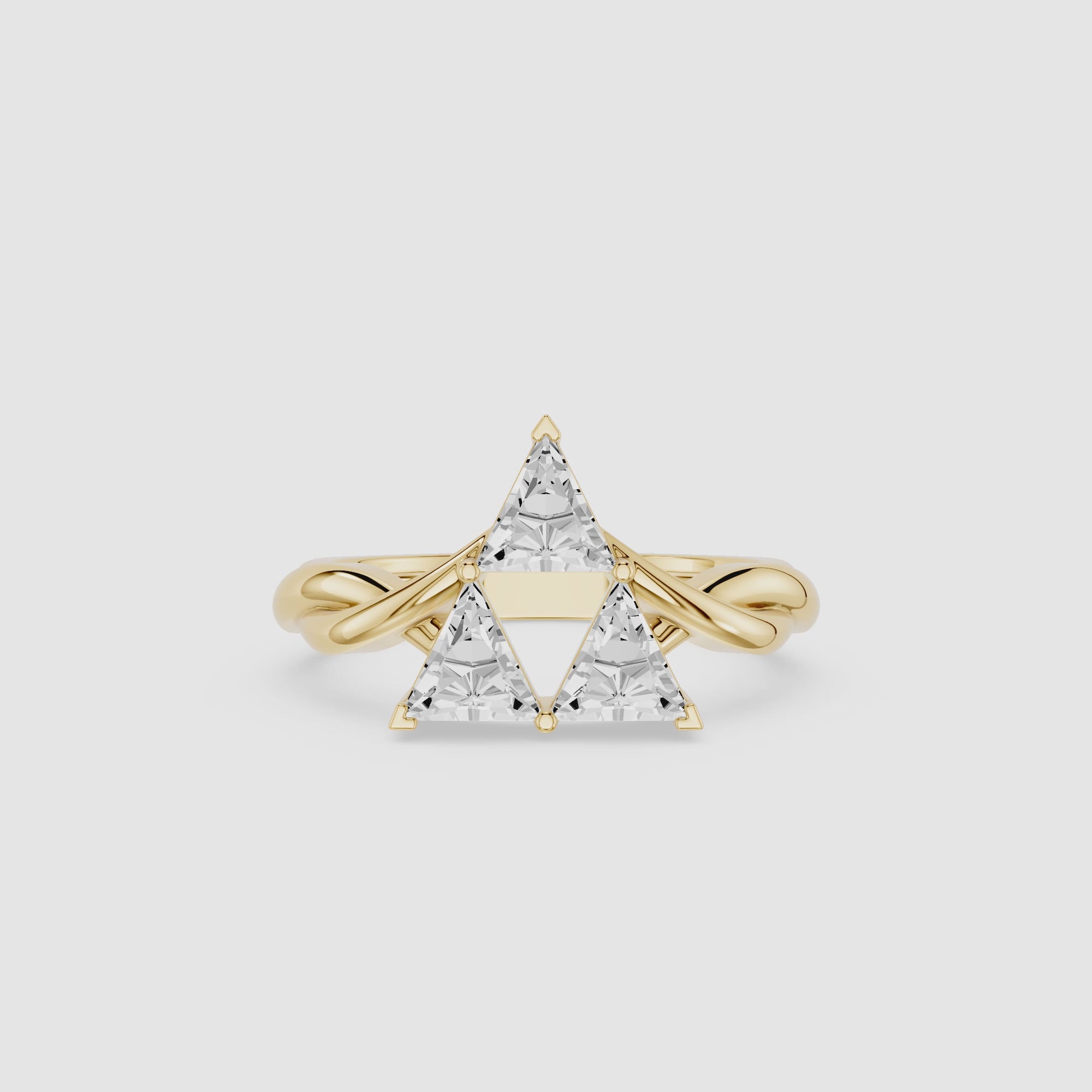 Trillion Cut Diamond Geometric Statement Ring