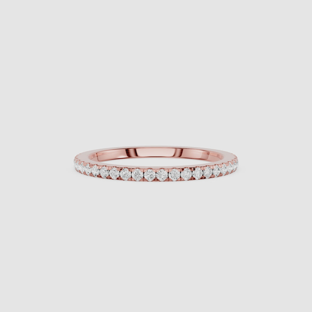 Round Shaped Diamond Half eternity Wedding Band