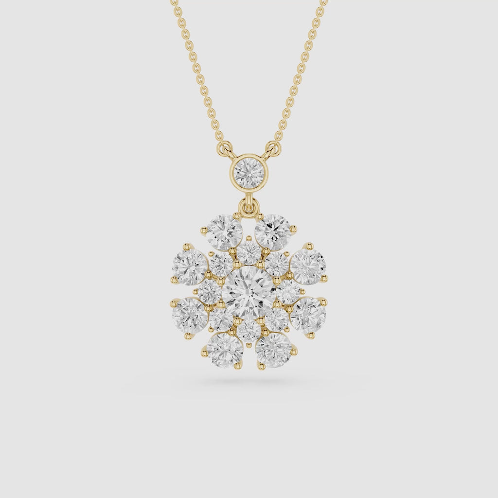 Round Lab Grown Diamond Cluster Pendant