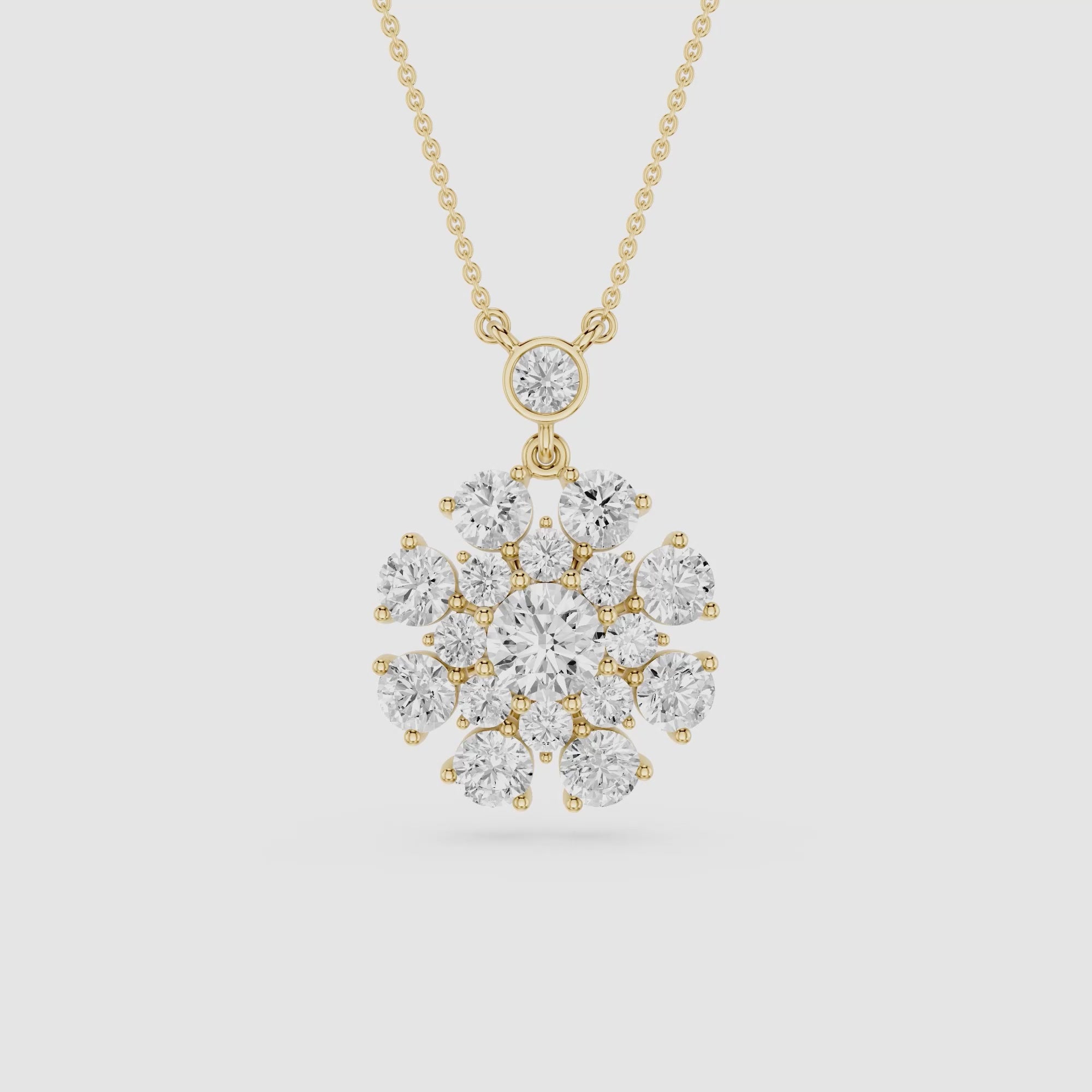 Round Lab Grown Diamond Cluster Pendant