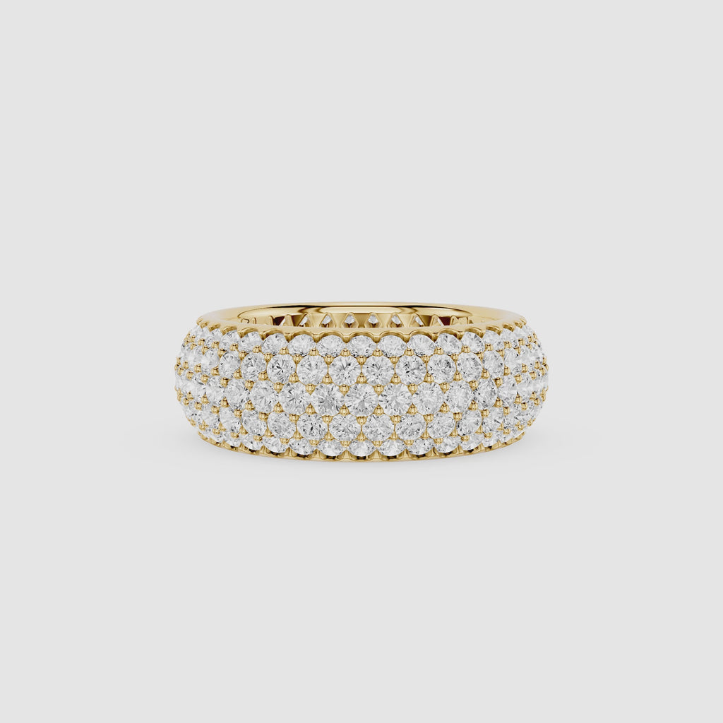 Five Row Round Diamond Pavé Diamond Ring