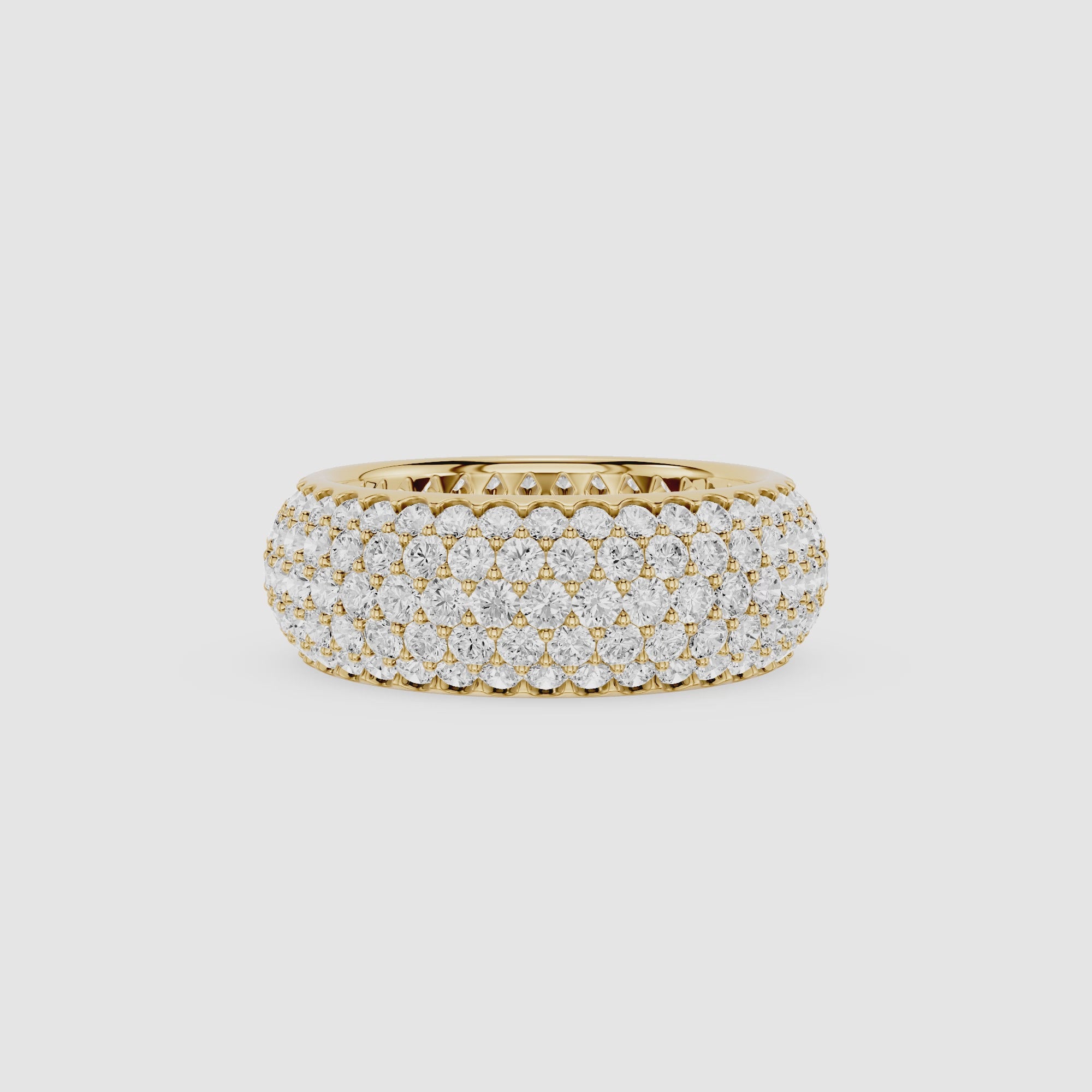 Five Row Round Diamond Pavé Diamond Ring