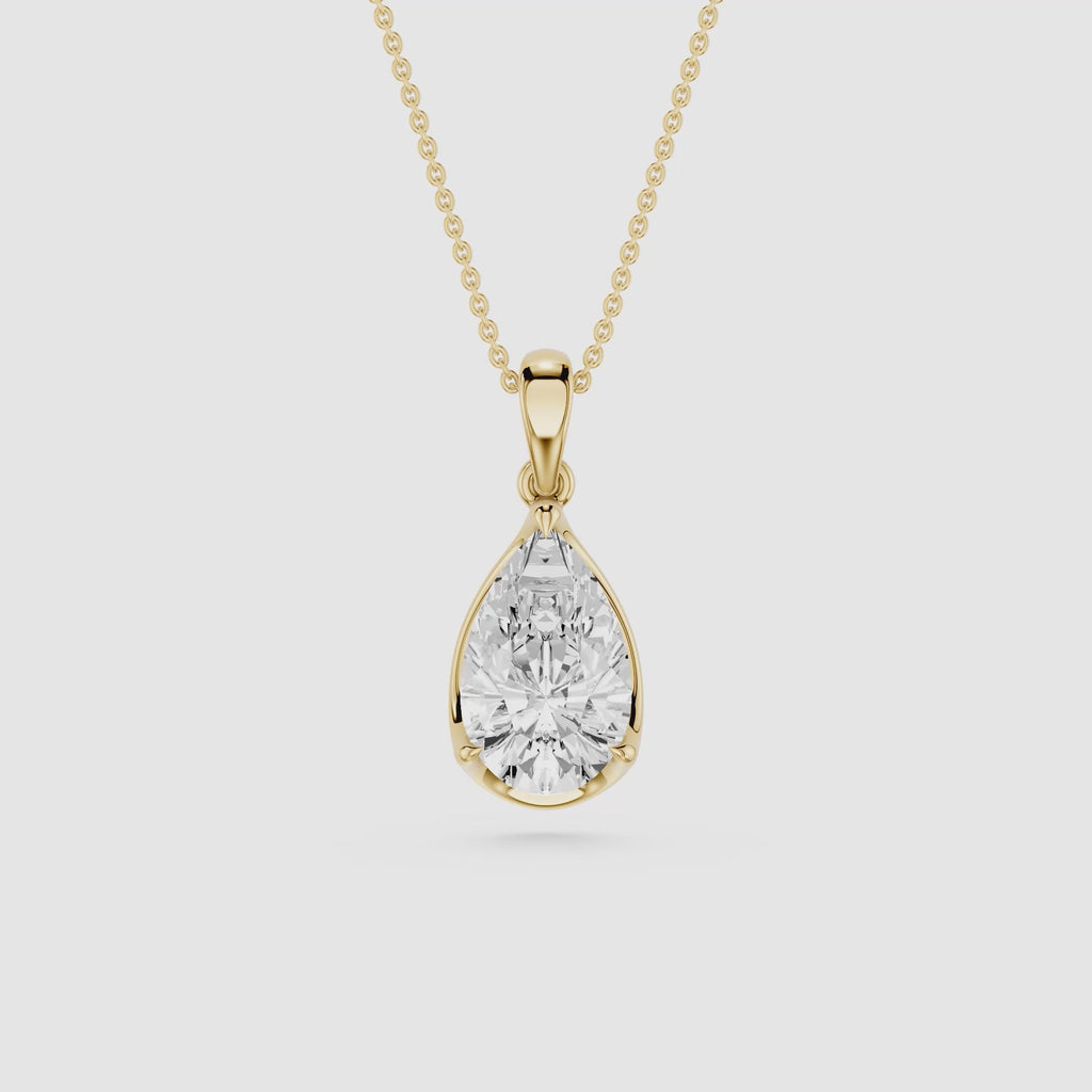 Pear Cut Lab Grown Diamond Solitaire Pendant