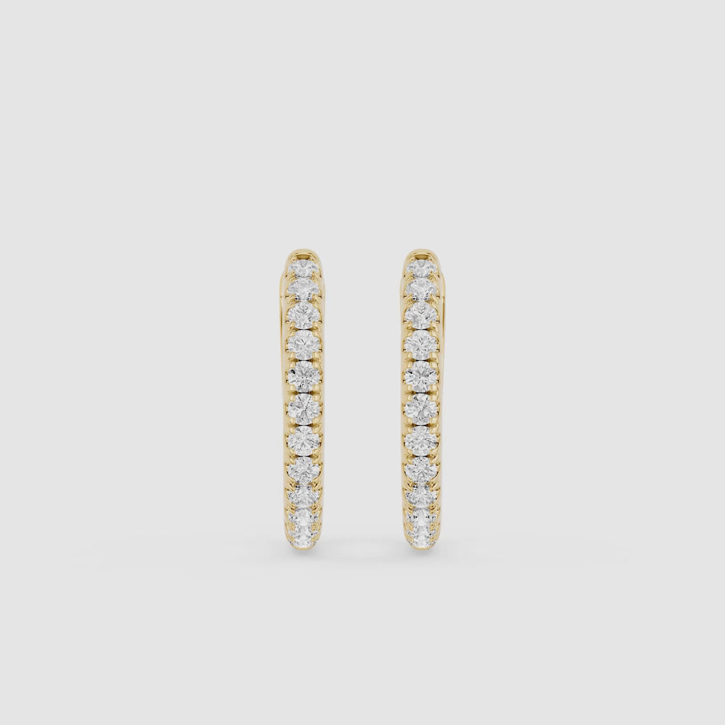 Round Lab Diamond Inside Out Hoop Earrings