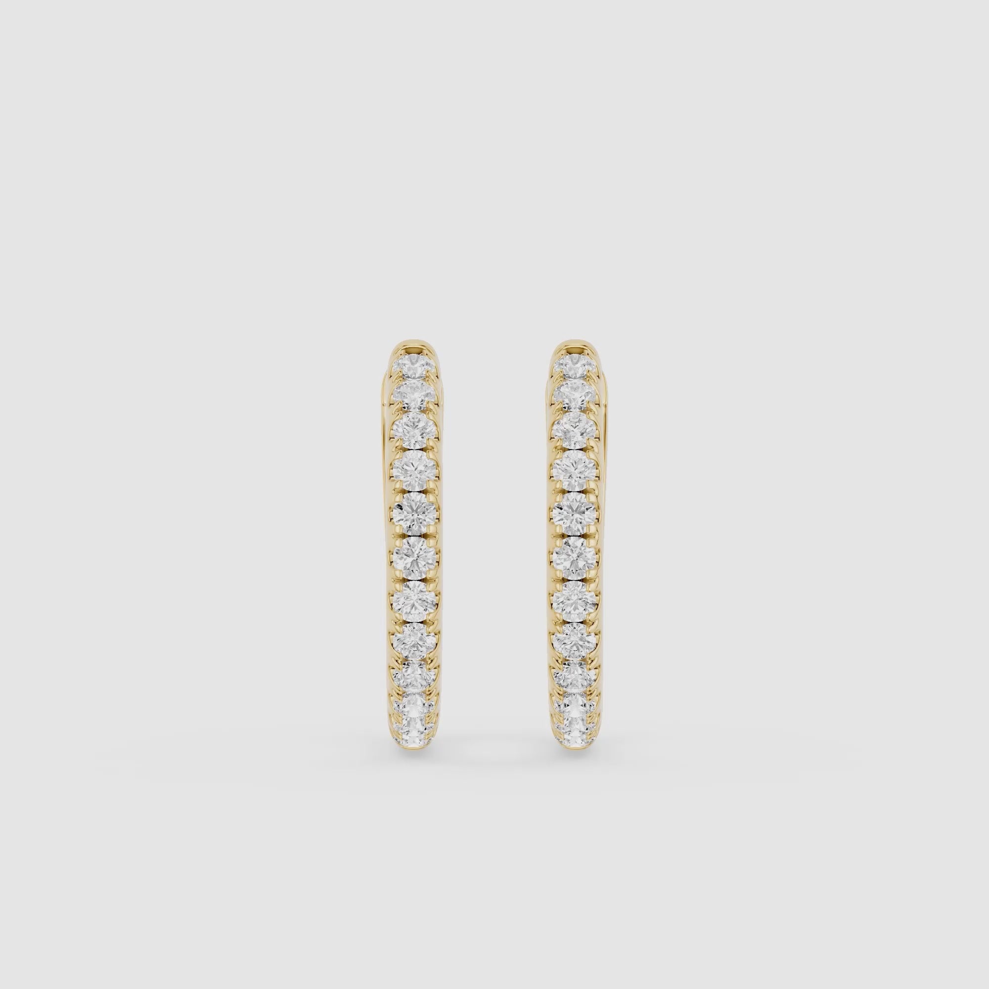 Round Lab Diamond Inside Out Hoop Earrings