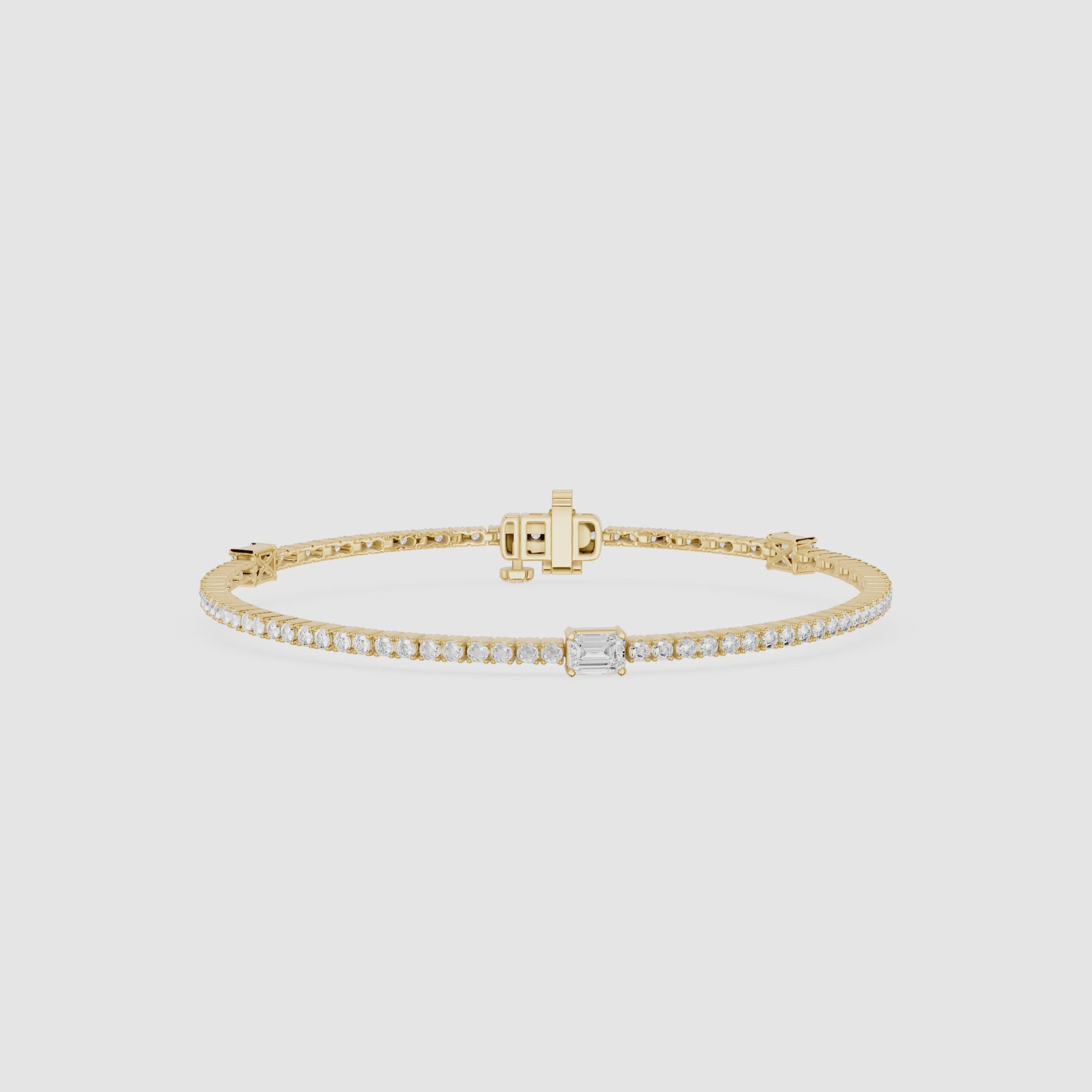 Lab Grown Emerald Cut Diamond Tennis Bangle Bracelet