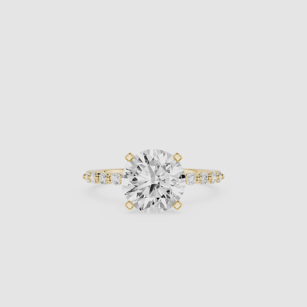 Round Cut Lab Grown Diamond Cathedral Engagement Ring