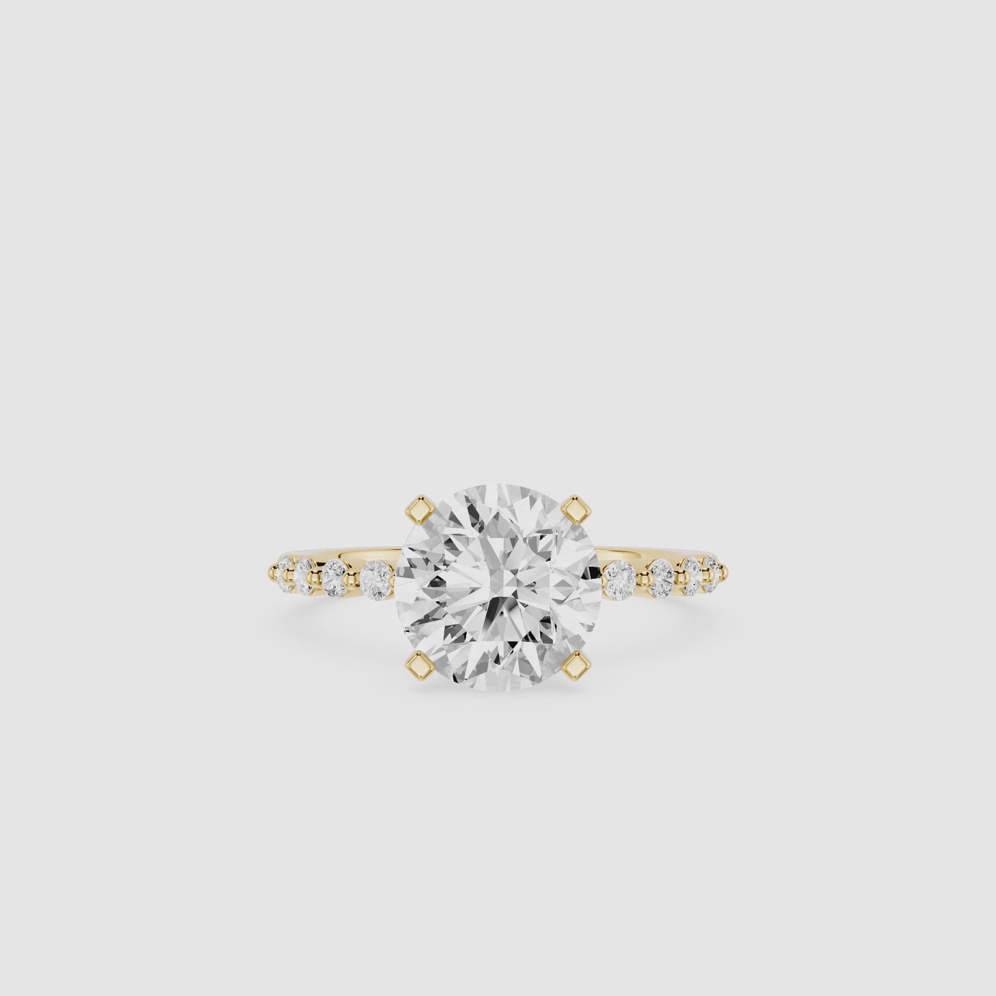 Round Cut Lab Grown Diamond Cathedral Engagement Ring