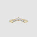 Round Diamond Curved Wedding Band for Ring Stacking