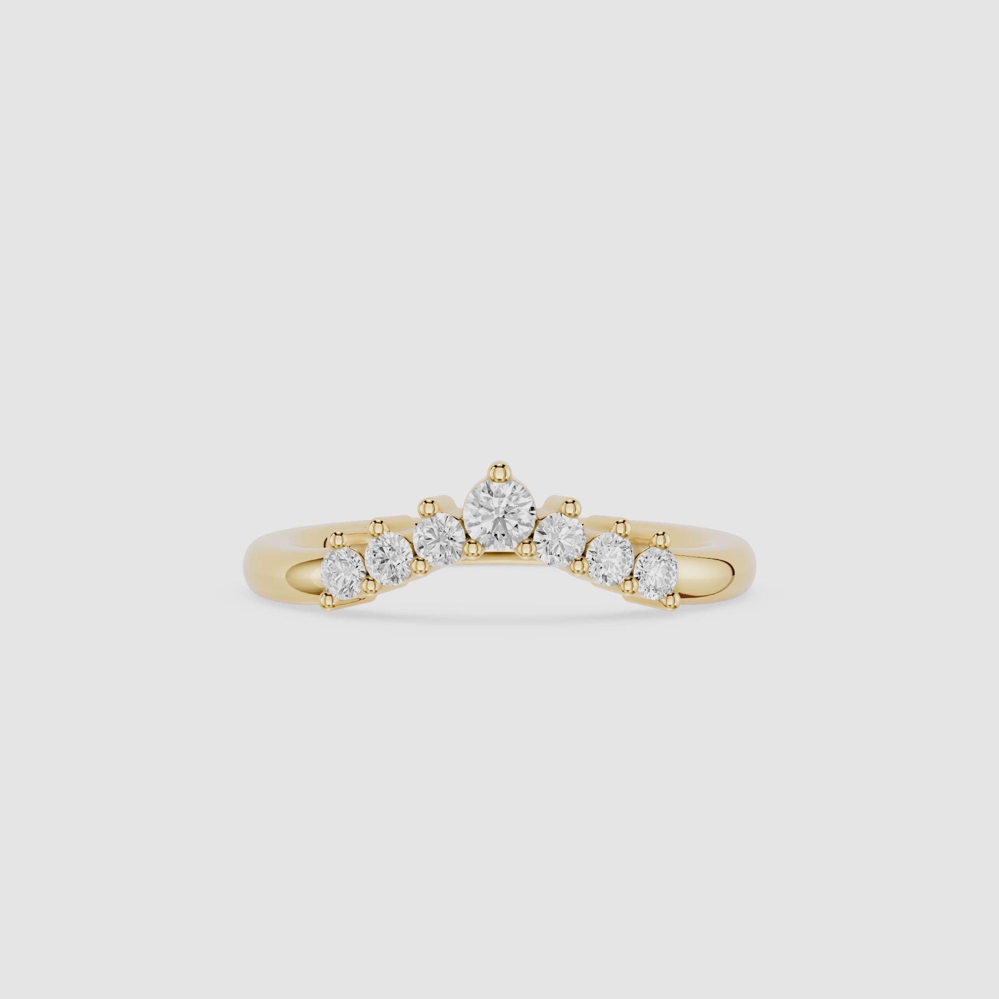 Round Diamond Curved Wedding Band for Ring Stacking