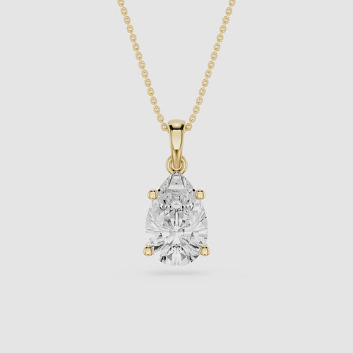 2 Ct Pear Cut Lab Diamond Four Prong Solitaire Pendant 