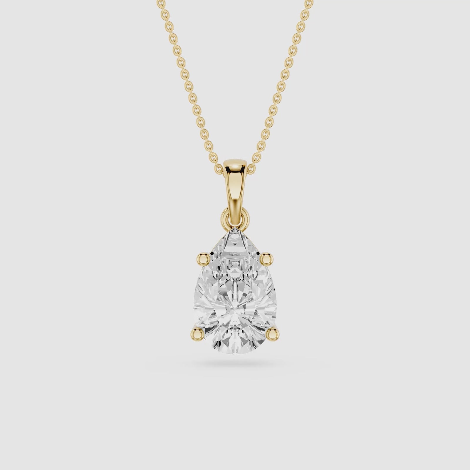 2 Ct Pear Cut Lab Diamond Four Prong Solitaire Pendant 