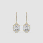 Oval Halo Diamond Drop Earrings with Lab Grown Diamonds