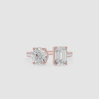 Round & Emerald Cut Lab Grown Diamond Open Toi et Moi Engagement Ring