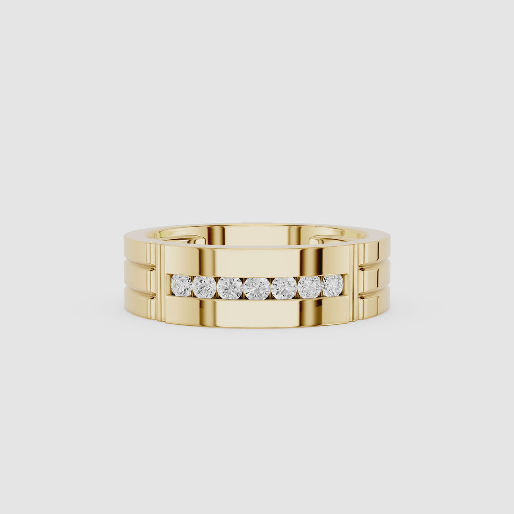 Round Diamond Channel Set Men's Band