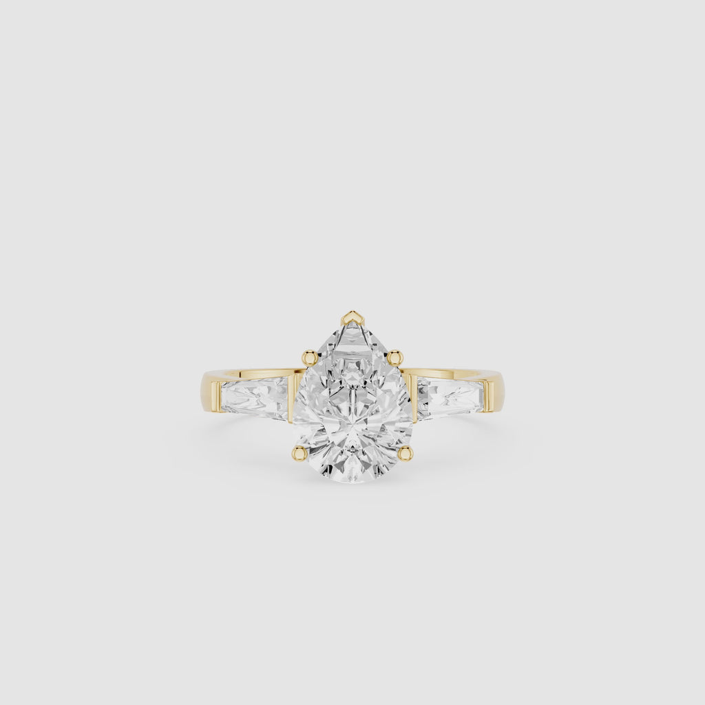 Pear Cut Three Stone Diamond Engagement Ring