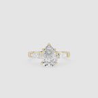 Pear Cut Three Stone Diamond Engagement Ring