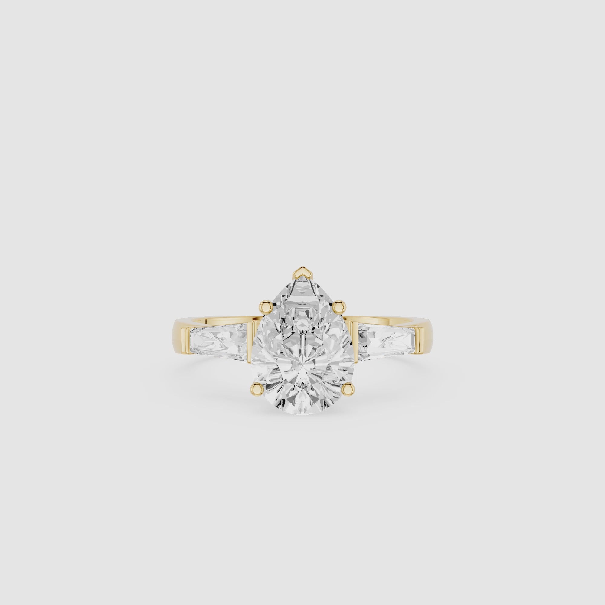 Pear Cut Three Stone Diamond Engagement Ring