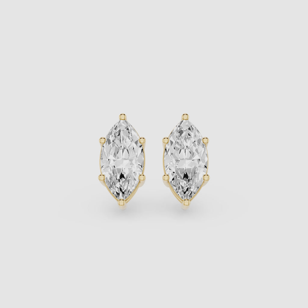 Marquise Cut Lab Diamond Six Prong Stud Earrings