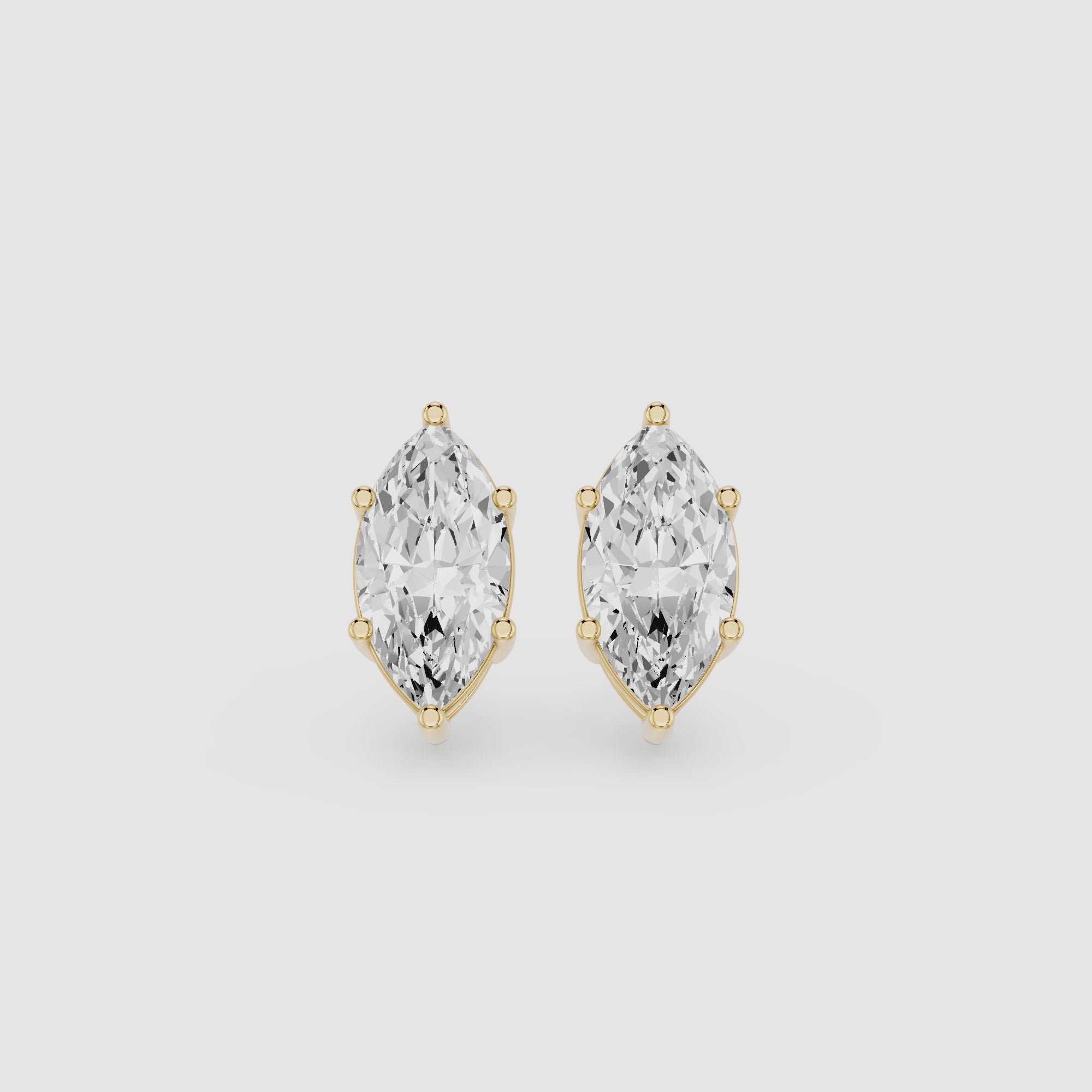 Marquise Cut Lab Diamond Six Prong Stud Earrings