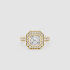 Emerald Cut Lab Diamond Double Halo Ring