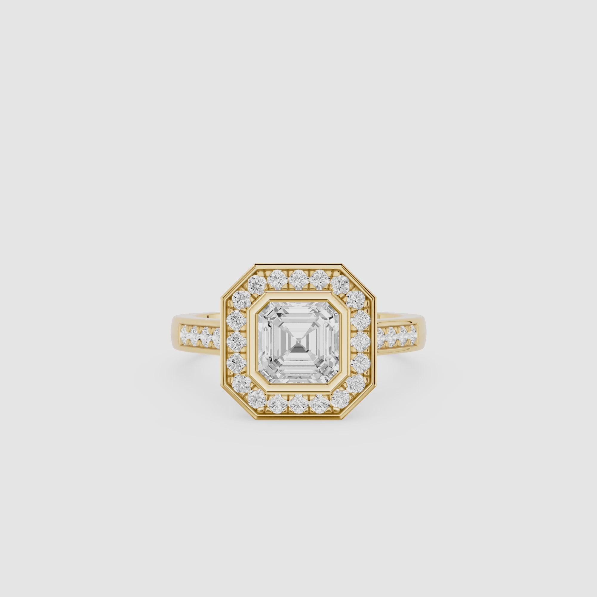 Emerald Cut Lab Diamond Double Halo Ring