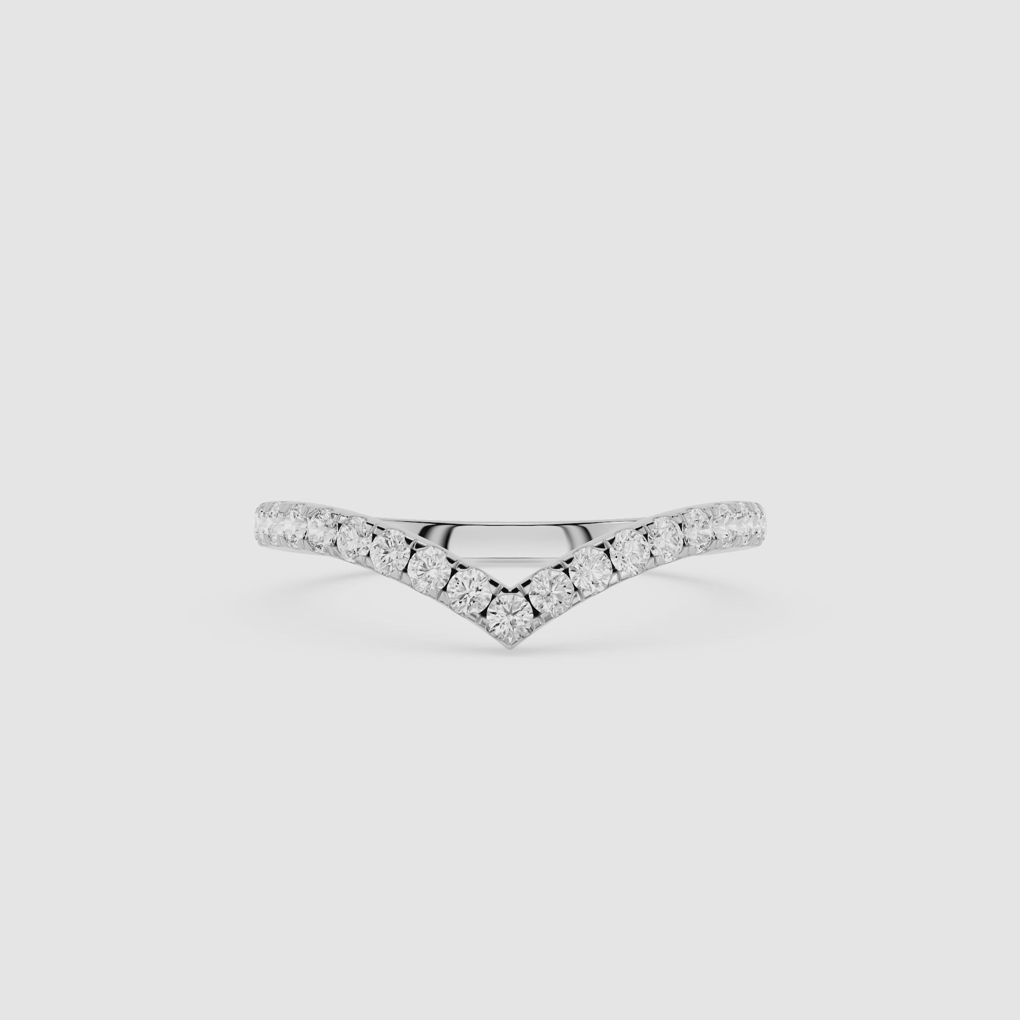V Shaped Chevron Stackable Diamond Wedding Band