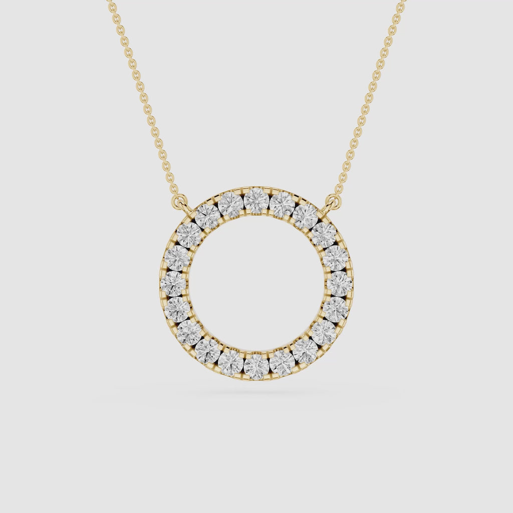 Round Diamond Circle Halo Pendant