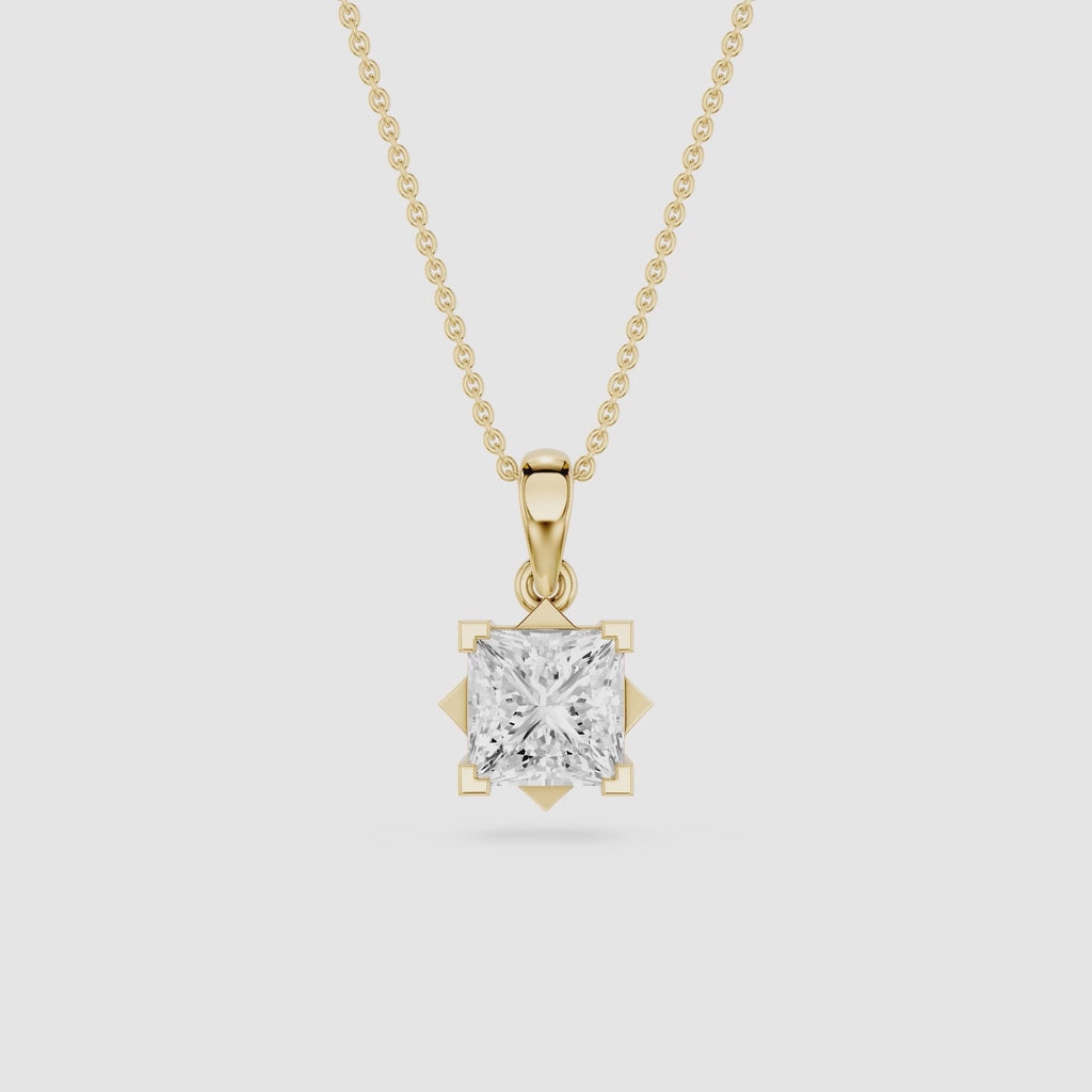 Princess Cut Lab Grown Diamond Solitaire Pendant