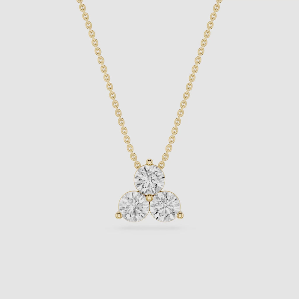 Round Lab Grown Diamond Three Stone Pendant