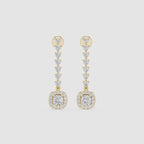 Cushion Halo Lab Grown Diamond Linear Drop Earrings