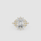 Oval Cut Lab Grown Diamond Floral Cluster Engagement Ring