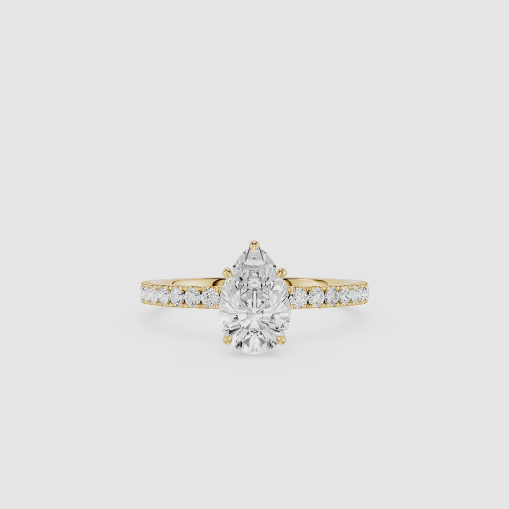 Pear Lab Grown Diamond Hidden Halo Engagement Ring