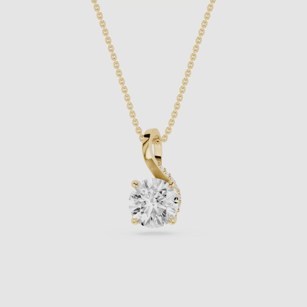 Round Cut Lab Grown Diamond Twist Bail Pendant