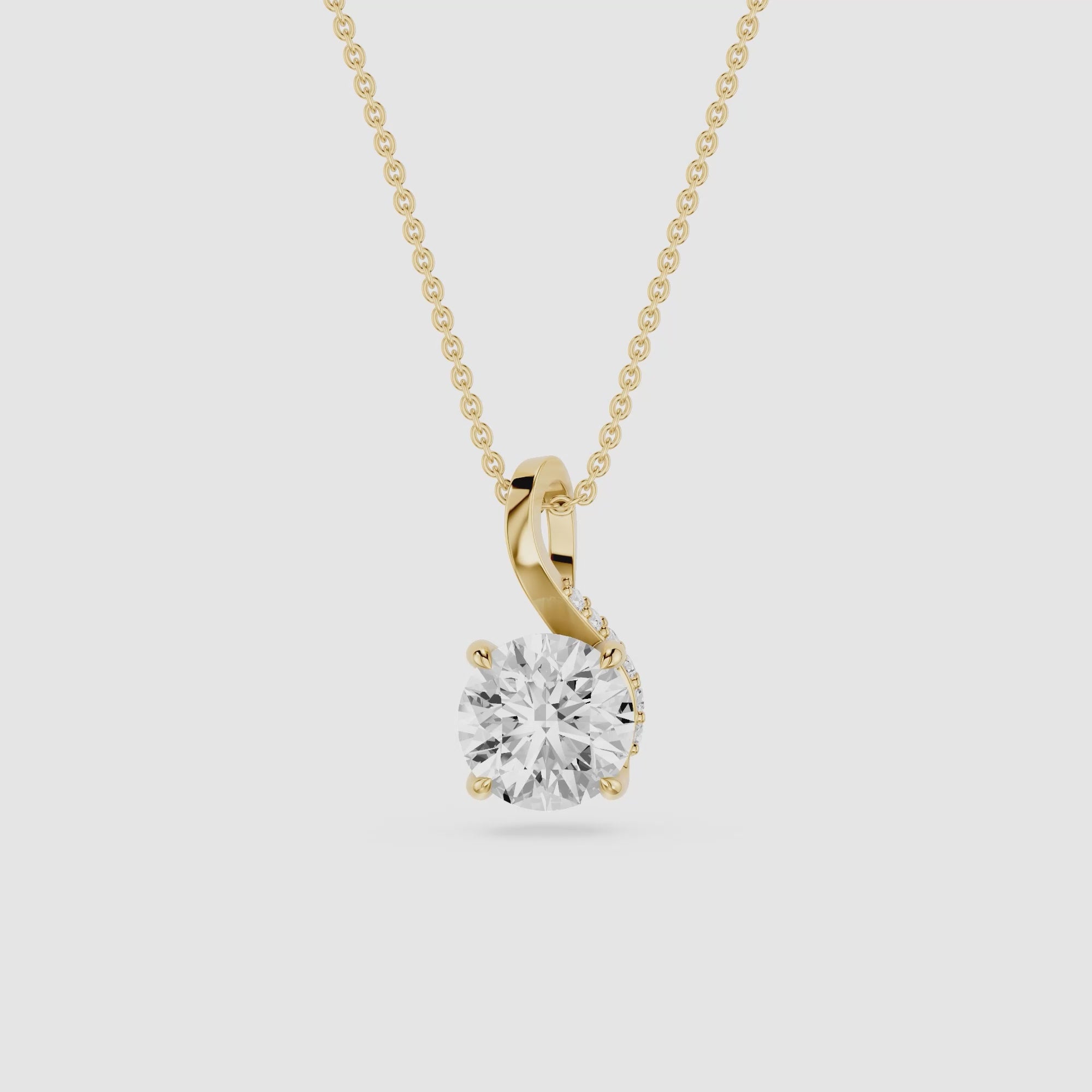 Round Cut Lab Grown Diamond Twist Bail Pendant