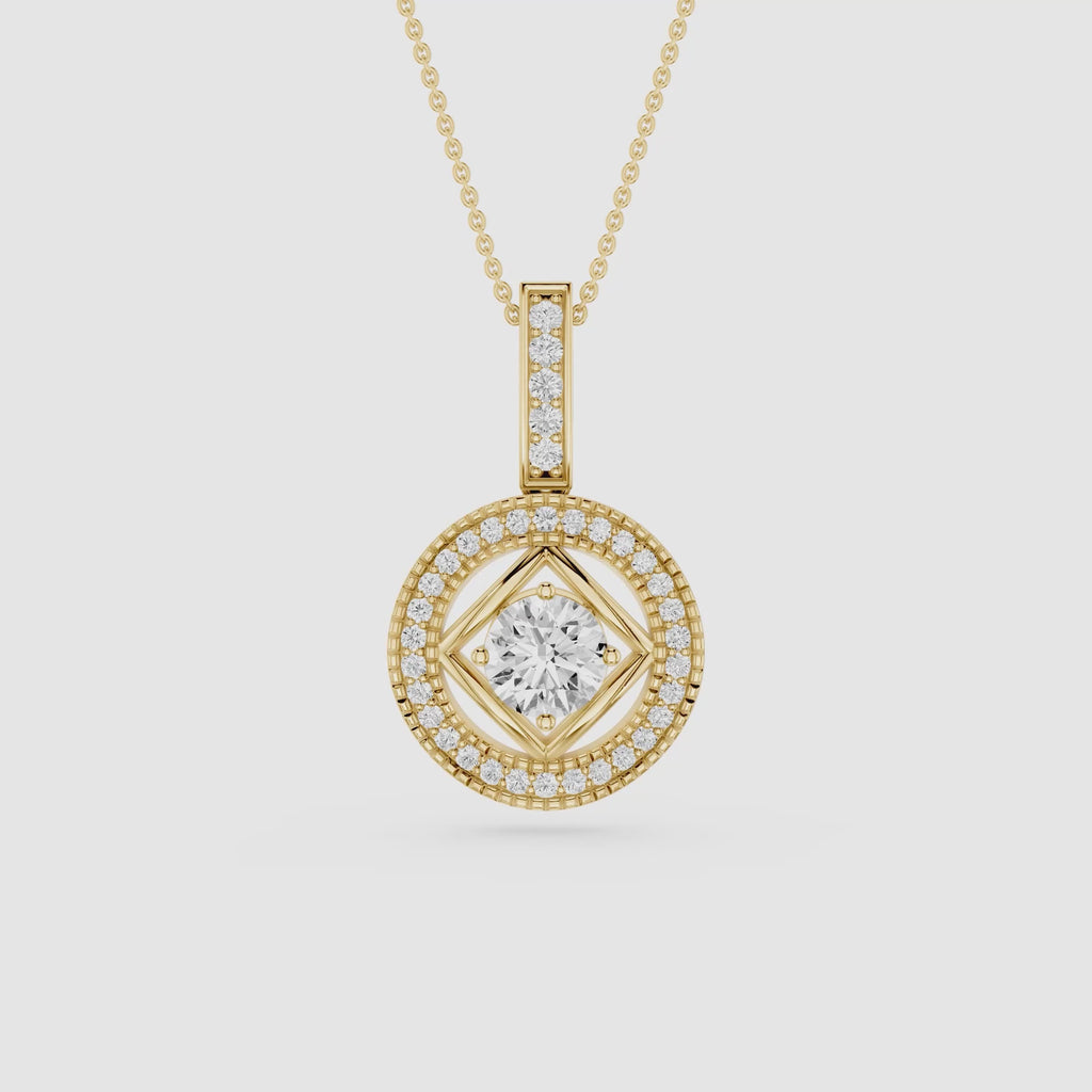 Round Cut Halo Lab Grown Diamond Pendant