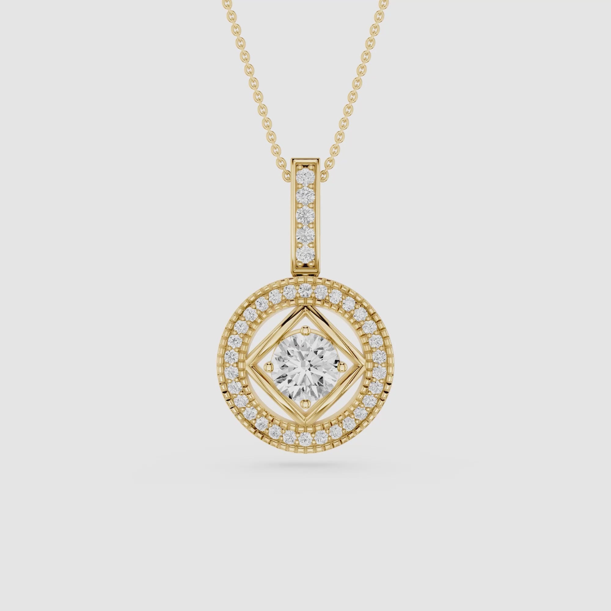 Round Cut Halo Lab Grown Diamond Pendant